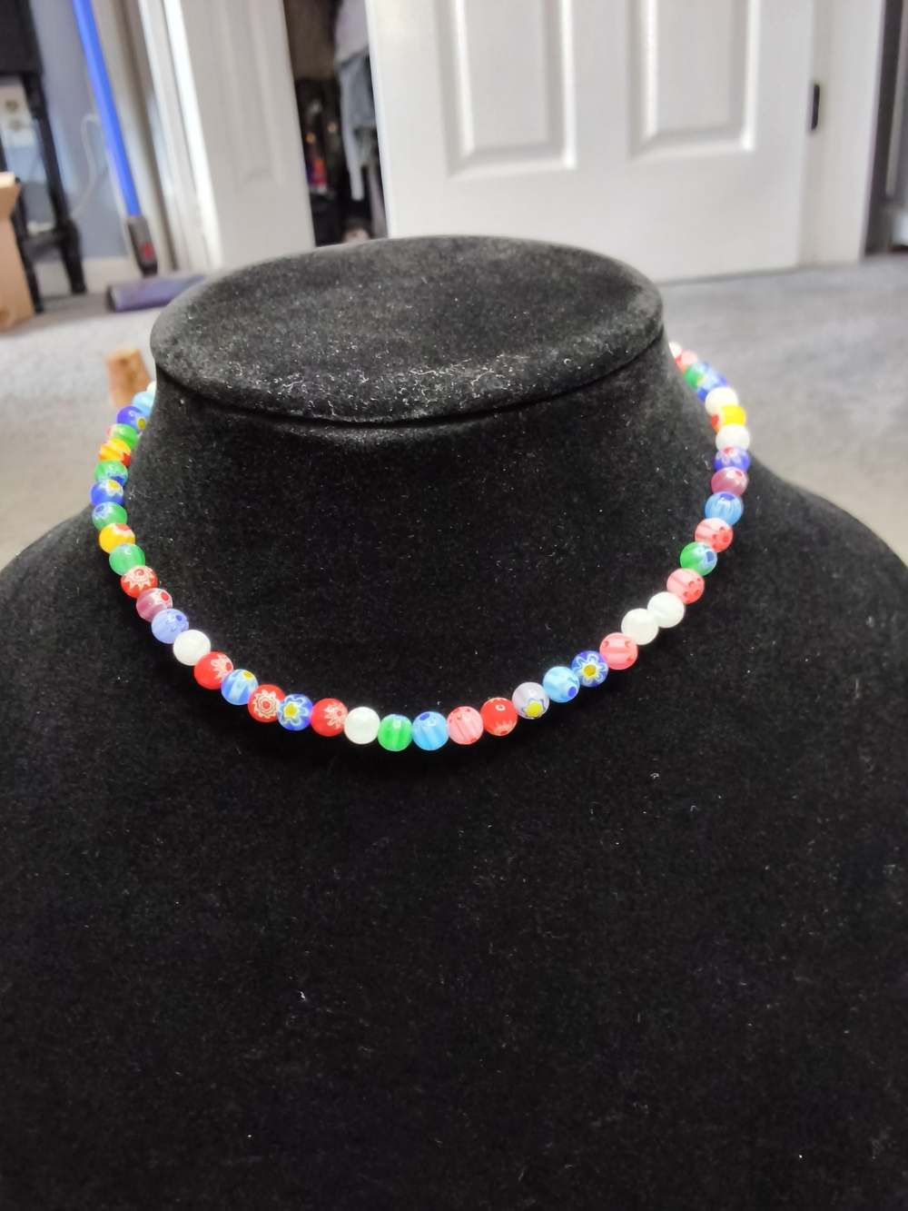 Handmade Multicolor Millefiori Bead Choker Necklace - Women Jewelry